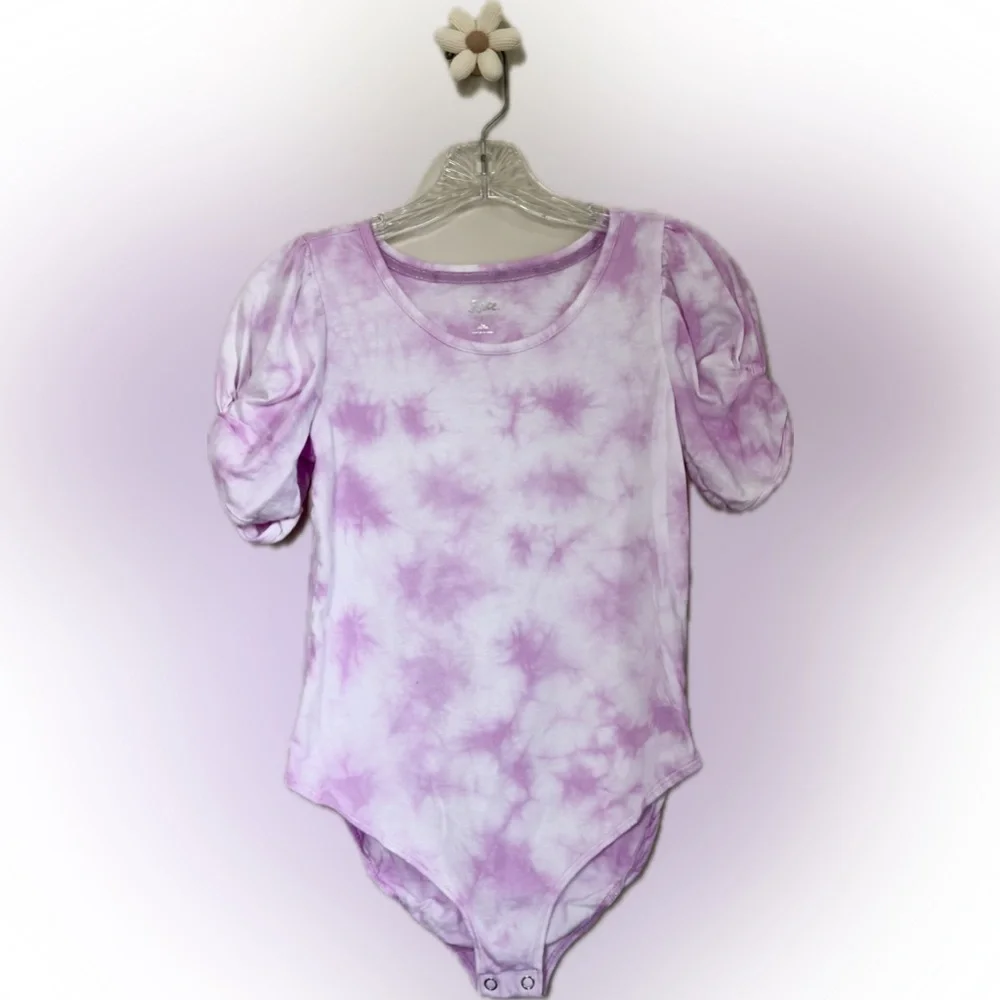 Justice Girls Bodysuit Purple and White Tie Dye Size L 12/14